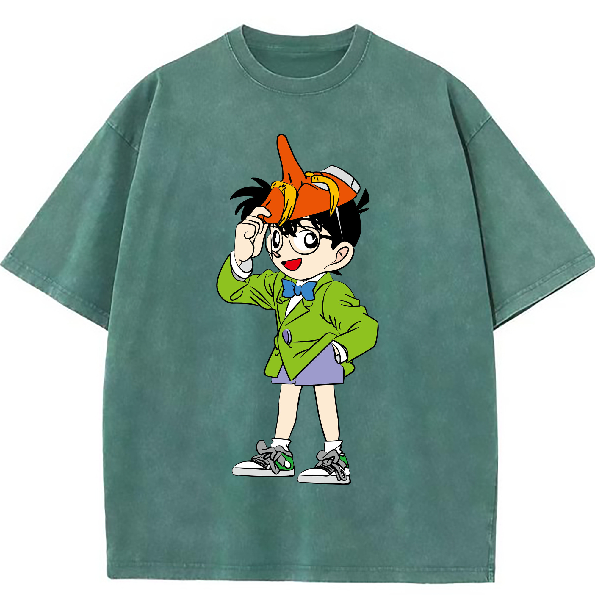 （画像用） 名探偵コナン 江戸川 コナン Detective Conan Conan Edogawa 綿100% ヴィンテージ風 半袖Tシャツ（フロントプリント）